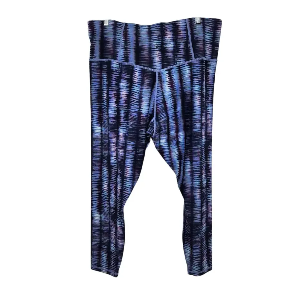 Athleta Shoreline Shibori Enchanted Blue Elation 7/8 Tight Leggings Plus Size 2X